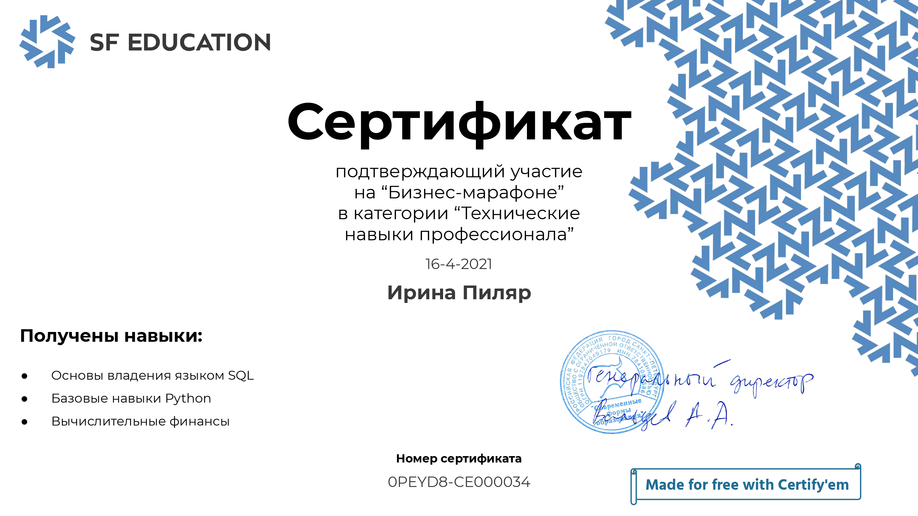 Технические навыки профессионала